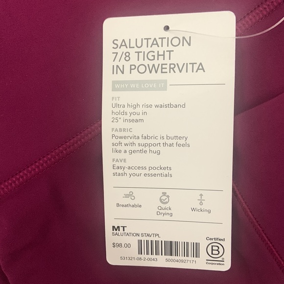 ATHLETA Salutation Stash Pocket II 7/8 Tight - Picture 3 of 3